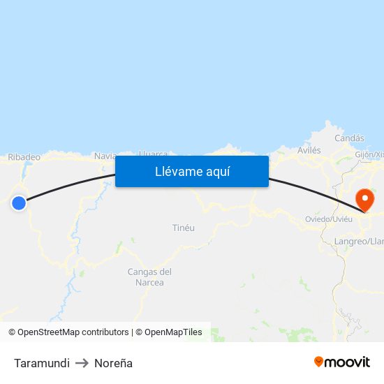 Taramundi to Noreña map