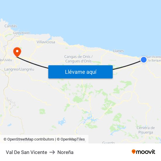 Val De San Vicente to Noreña map