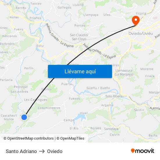 Santo Adriano to Oviedo map