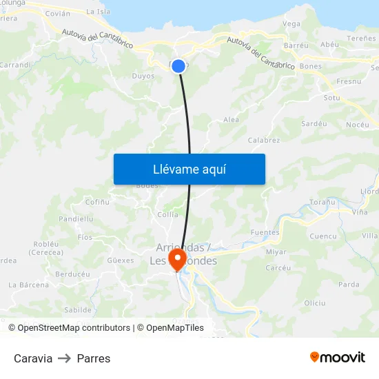 Caravia to Parres map