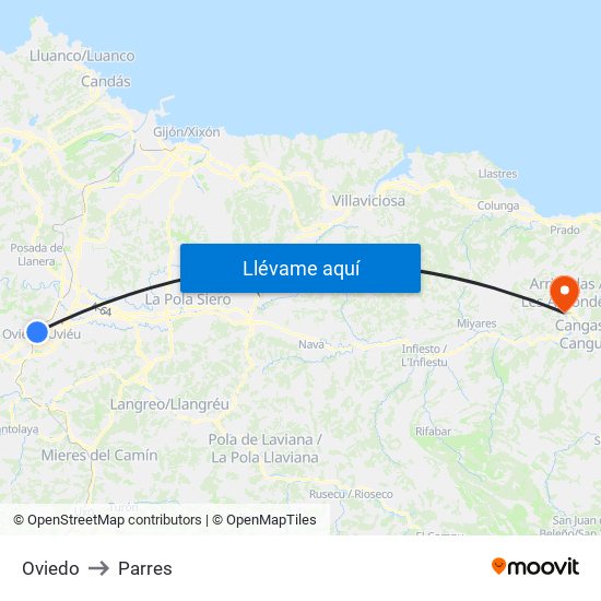 Oviedo to Parres map