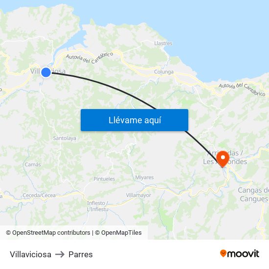 Villaviciosa to Parres map