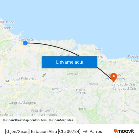 [Gijón/Xixón]  Estación Alsa [Cta 00784] to Parres map