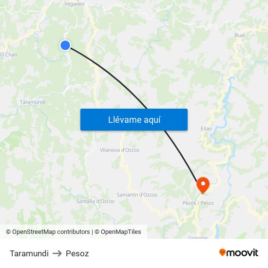 Taramundi to Pesoz map