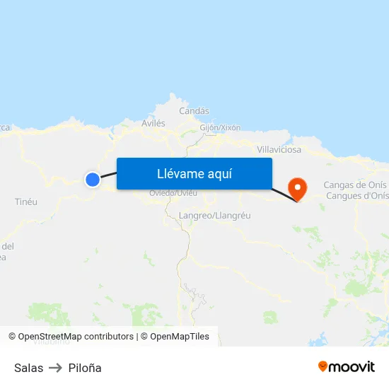 Salas to Piloña map