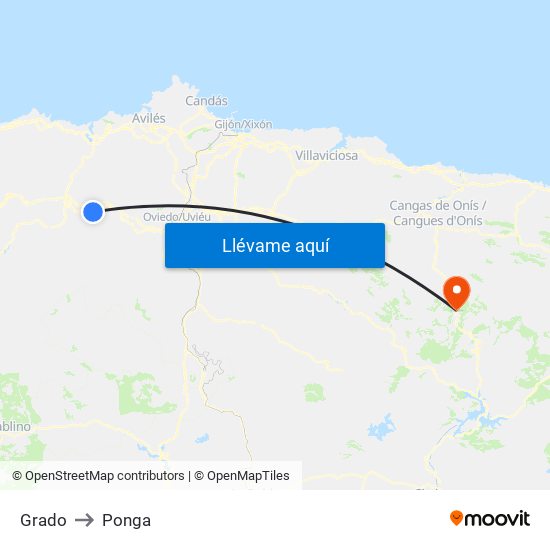 Grado to Ponga map