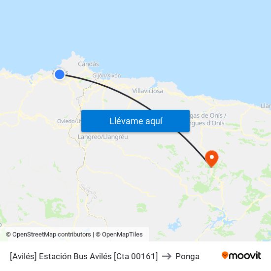 [Avilés]  Estación Bus Avilés [Cta 00161] to Ponga map