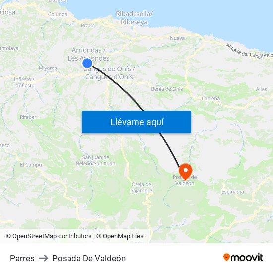 Parres to Posada De Valdeón map