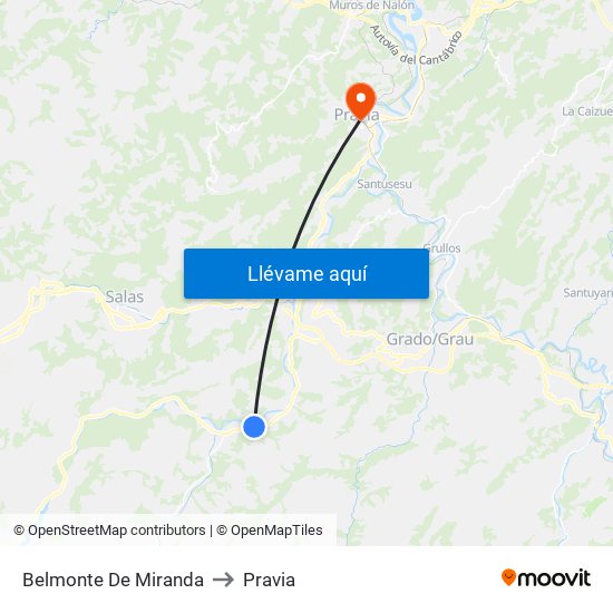 Belmonte De Miranda to Pravia map