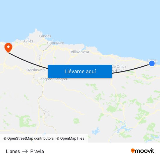 Llanes to Pravia map