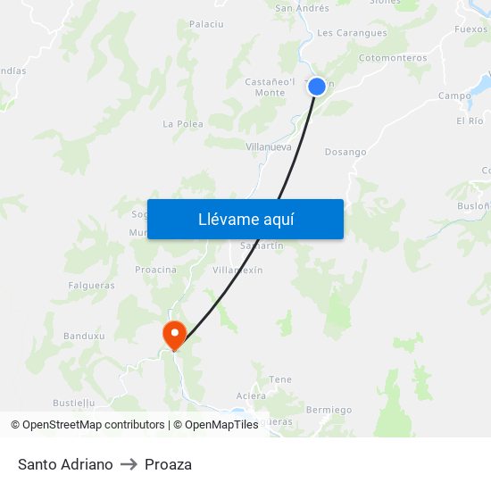 Santo Adriano to Proaza map