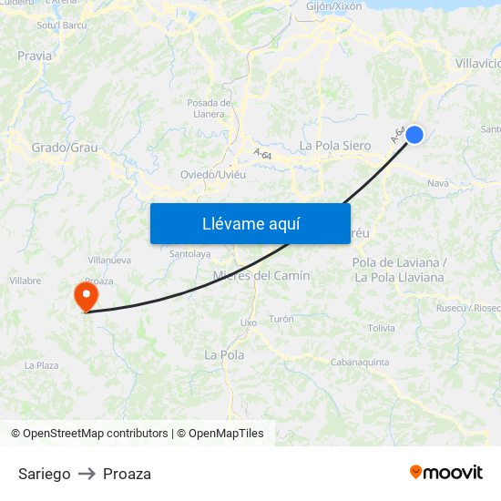 Sariego to Proaza map