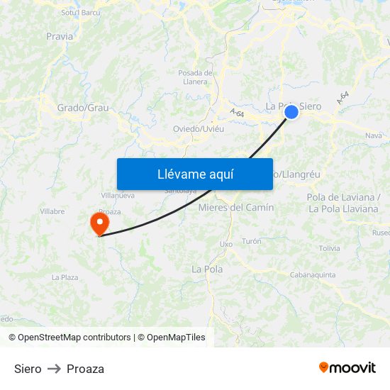 Siero to Proaza map