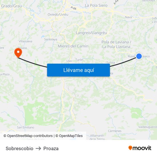 Sobrescobio to Proaza map