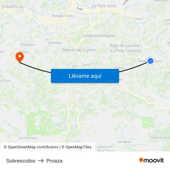 Sobrescobio to Proaza map