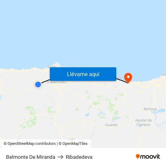 Belmonte De Miranda to Ribadedeva map