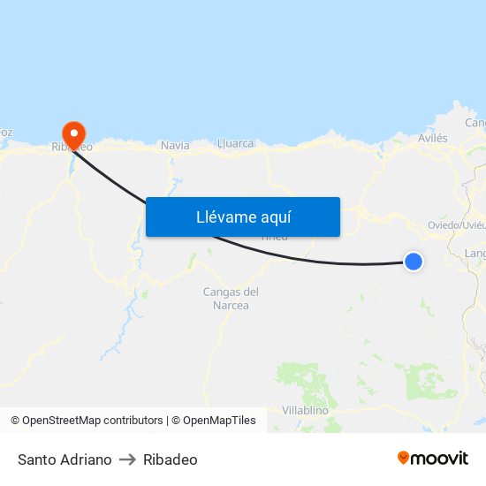 Santo Adriano to Ribadeo map
