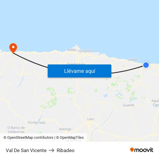 Val De San Vicente to Ribadeo map