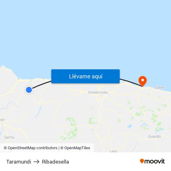 Taramundi to Ribadesella map
