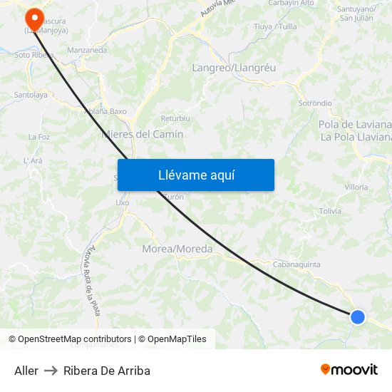 Aller to Ribera De Arriba map
