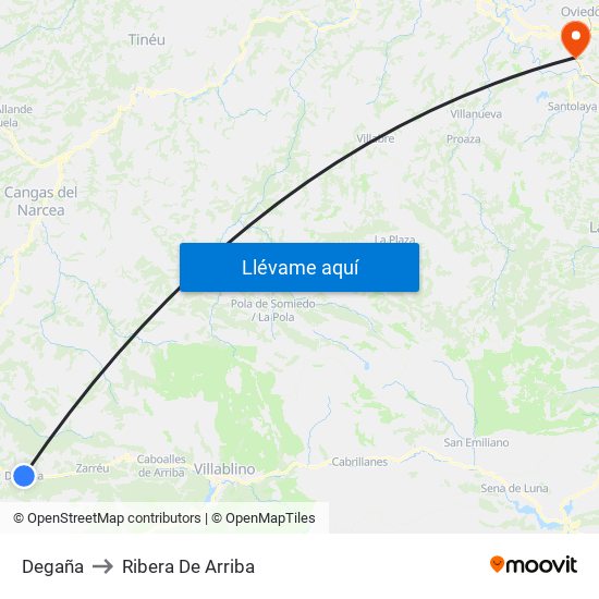Degaña to Ribera De Arriba map