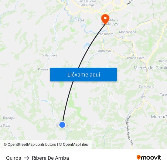 Quirós to Ribera De Arriba map
