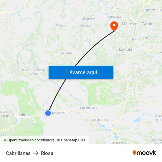 Cabrillanes to Riosa map