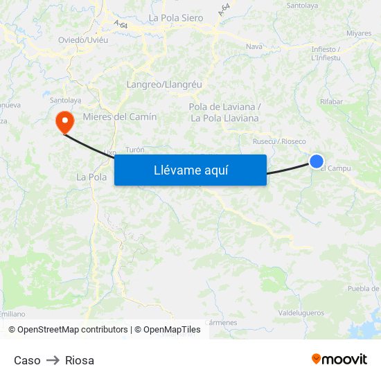Caso to Riosa map
