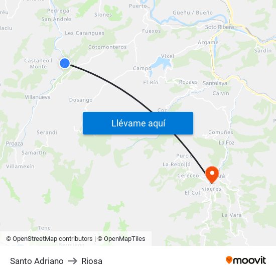 Santo Adriano to Riosa map