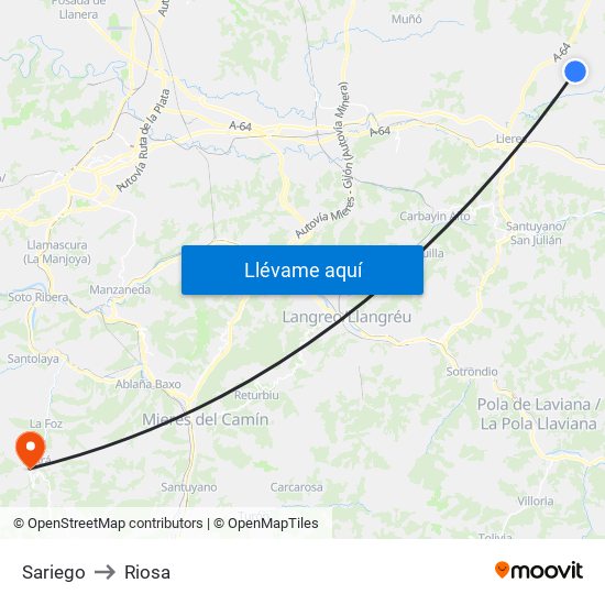 Sariego to Riosa map