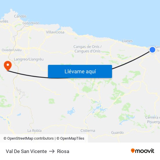 Val De San Vicente to Riosa map