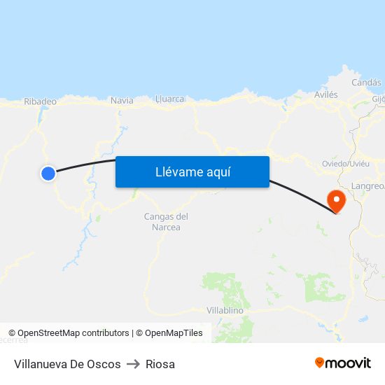 Villanueva De Oscos to Riosa map
