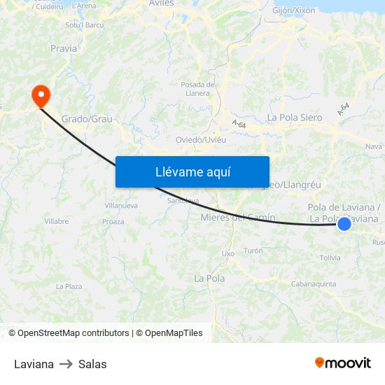 Laviana to Salas map