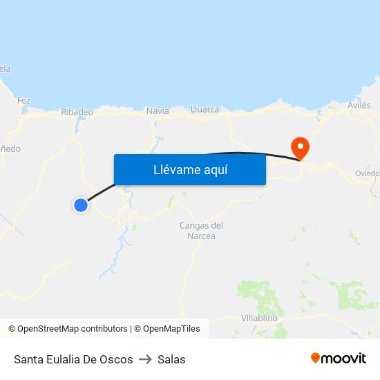 Santa Eulalia De Oscos to Salas map