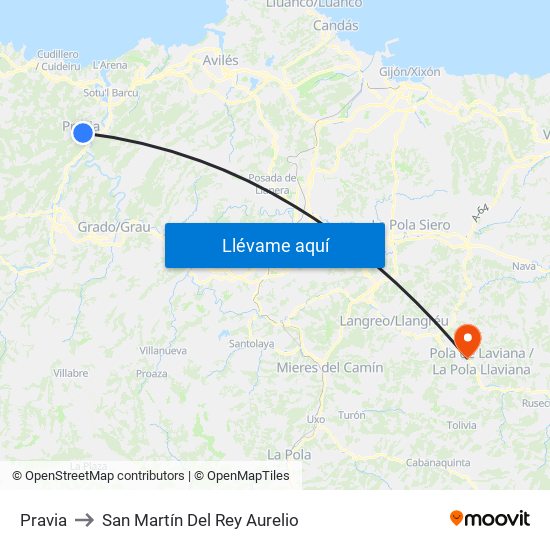 Pravia to San Martín Del Rey Aurelio map