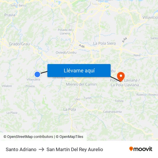 Santo Adriano to San Martín Del Rey Aurelio map