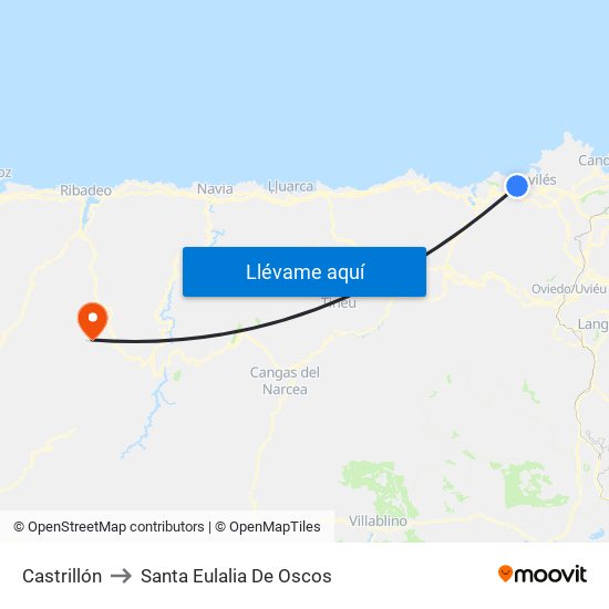 Castrillón to Santa Eulalia De Oscos map