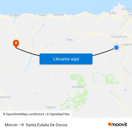 Morcín to Santa Eulalia De Oscos map