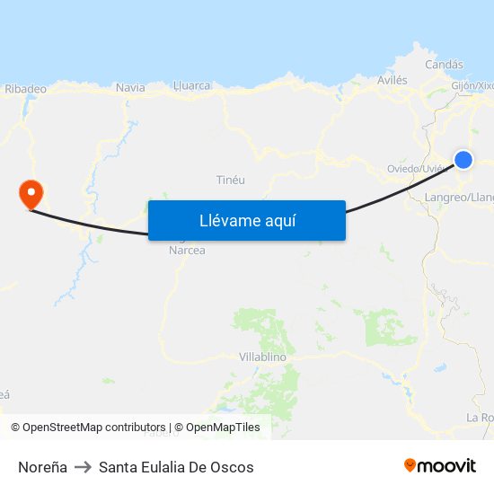 Noreña to Santa Eulalia De Oscos map