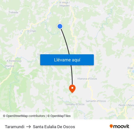Taramundi to Santa Eulalia De Oscos map