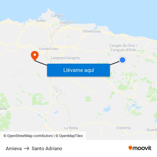 Amieva to Santo Adriano map
