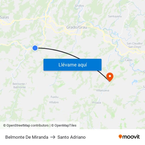 Belmonte De Miranda to Santo Adriano map