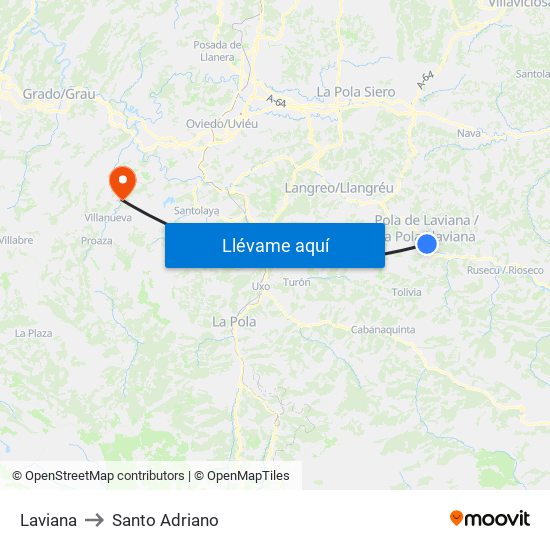 Laviana to Santo Adriano map