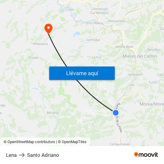 Lena to Santo Adriano map