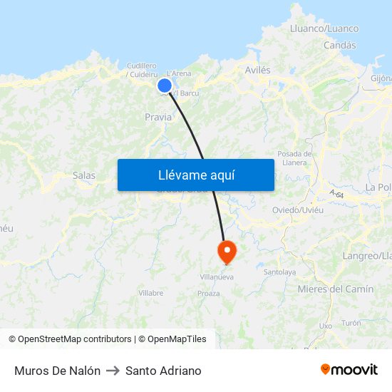 Muros De Nalón to Santo Adriano map