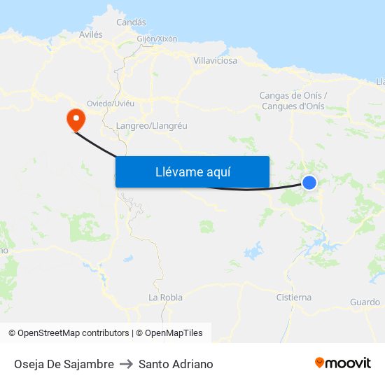 Oseja De Sajambre to Santo Adriano map