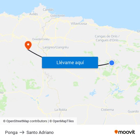 Ponga to Santo Adriano map