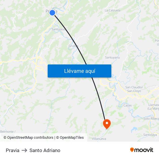 Pravia to Santo Adriano map