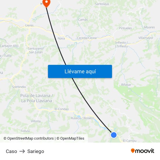 Caso to Sariego map