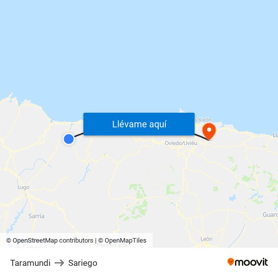 Taramundi to Sariego map